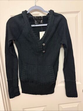 Guess jeans vintage Hooded Knit Sweater with Button Placket